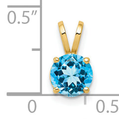 14K 6mm Blue Topaz pendant