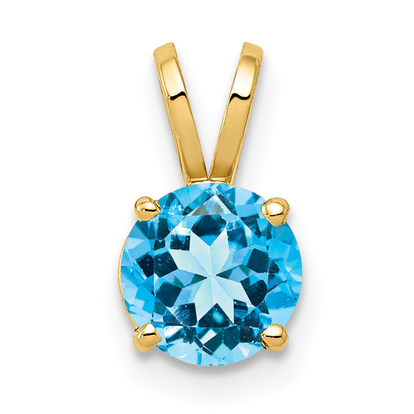 14k 6mm Blue Topaz pendant Main image