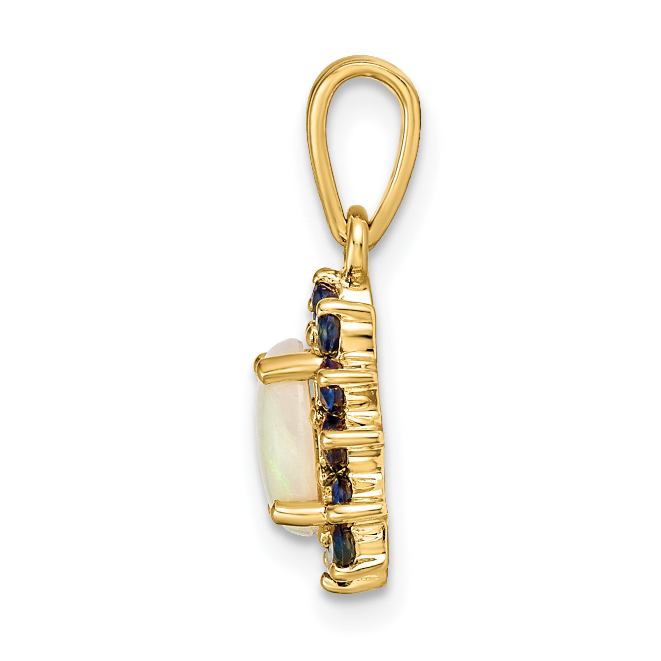 14K Genuine Opal and Sapphire Pendant Secondary image