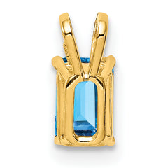 14K 6x4mm Emerald Cut Blue Topaz pendant