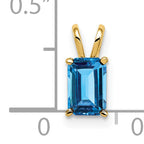 14K 6x4mm Emerald Cut Blue Topaz pendant