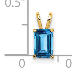 14K 6x4mm Emerald Cut Blue Topaz pendant