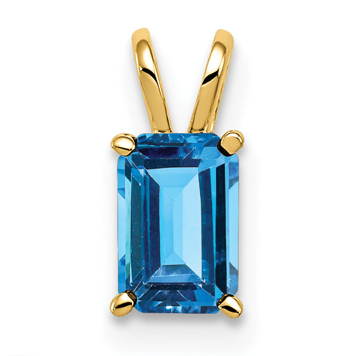 14k 6x4mm Emerald Cut Blue Topaz pendant