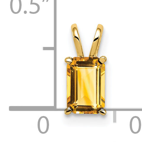 14K 6x4mm Emerald Cut Citrine pendant