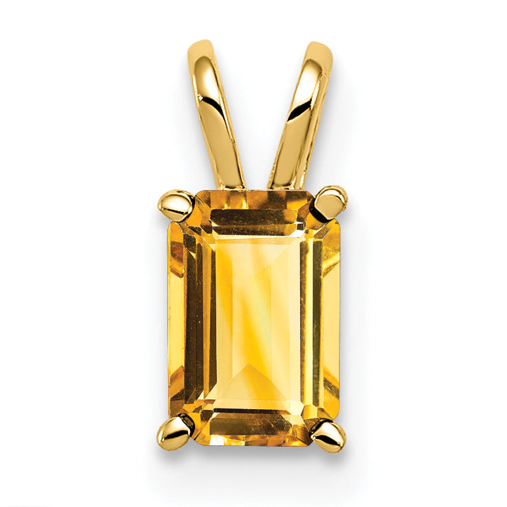 14k 6x4mm Emerald Cut Citrine pendant