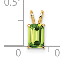 14K 6x4mm Emerald Cut Peridot pendant