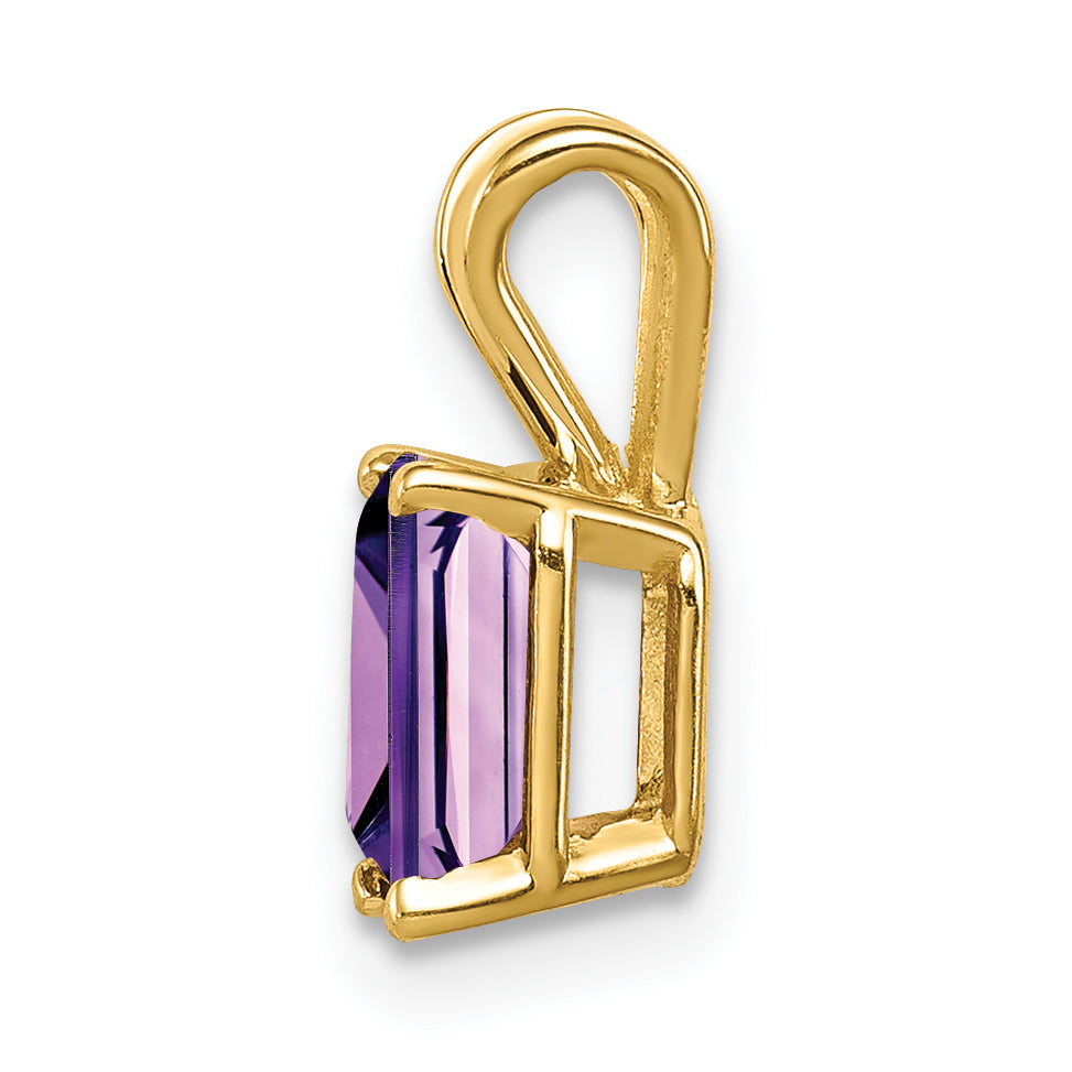 14K 7x5mm Emerald Cut Amethyst pendant Secondary image