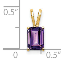 14K 7x5mm Emerald Cut Amethyst pendant