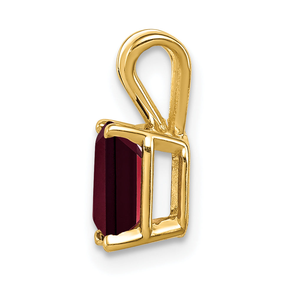 14K 7x5mm Emerald Cut Garnet pendant Secondary image