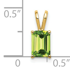 14K 7x5mm Emerald Cut Peridot pendant