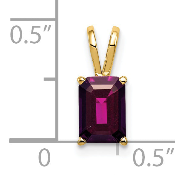 14K 7x5mm Emerald Cut Rhodolite Garnet pendant Secondary image