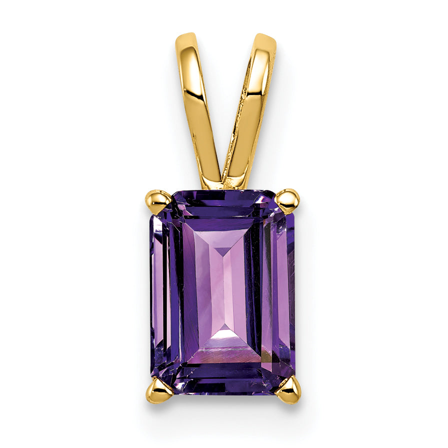 14k 8x6mm Emerald Cut Amethyst pendant Main image