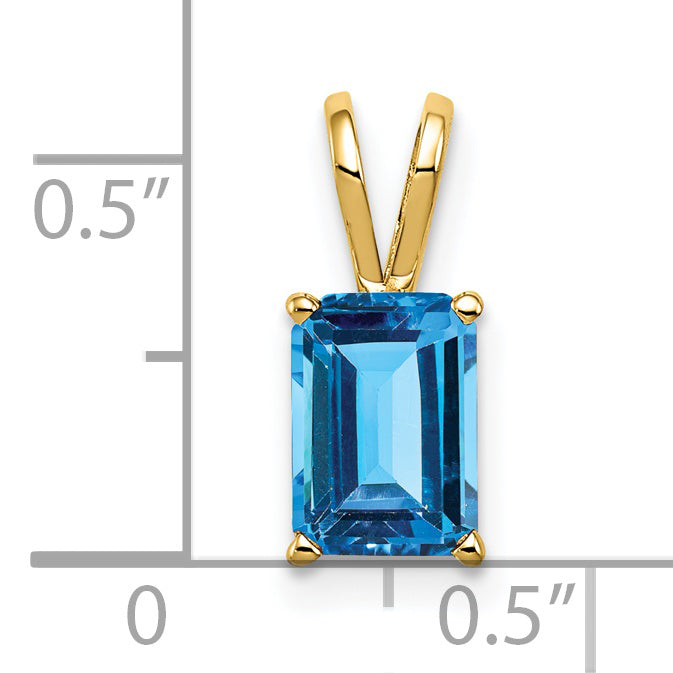 14K 8x6mm Emerald Cut Blue Topaz pendant