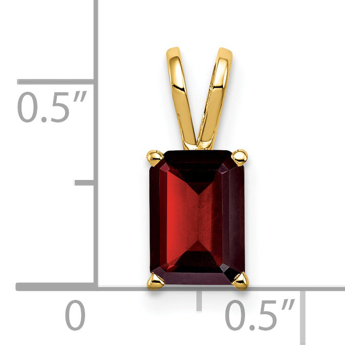 14K 8x6mm Emerald Cut Garnet pendant Secondary image