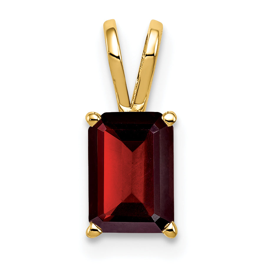 14k 8x6mm Emerald Cut Garnet pendant