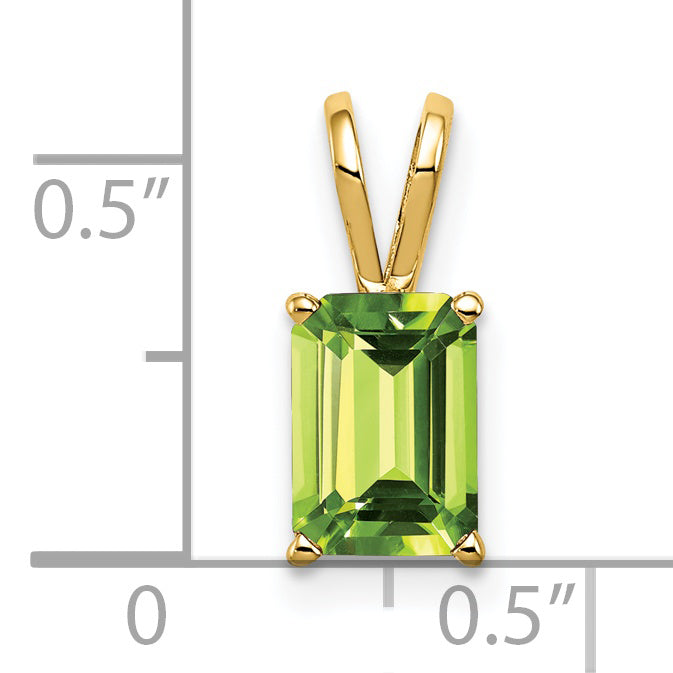14K 8x6mm Emerald Cut Peridot pendant