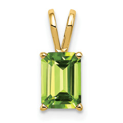 14k 8x6mm Emerald Cut Peridot pendant