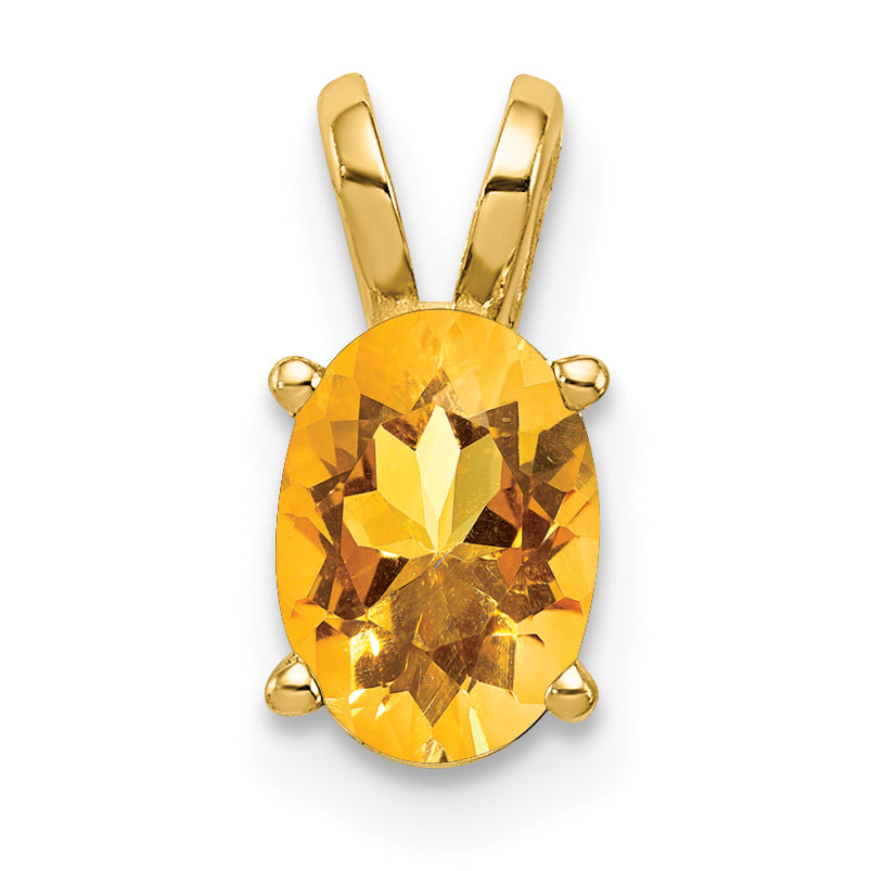 14k 7x5mm Oval Citrine pendant