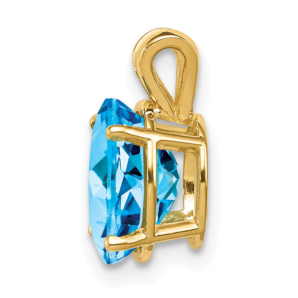 14K 9x7mm Oval Blue Topaz pendant Secondary image
