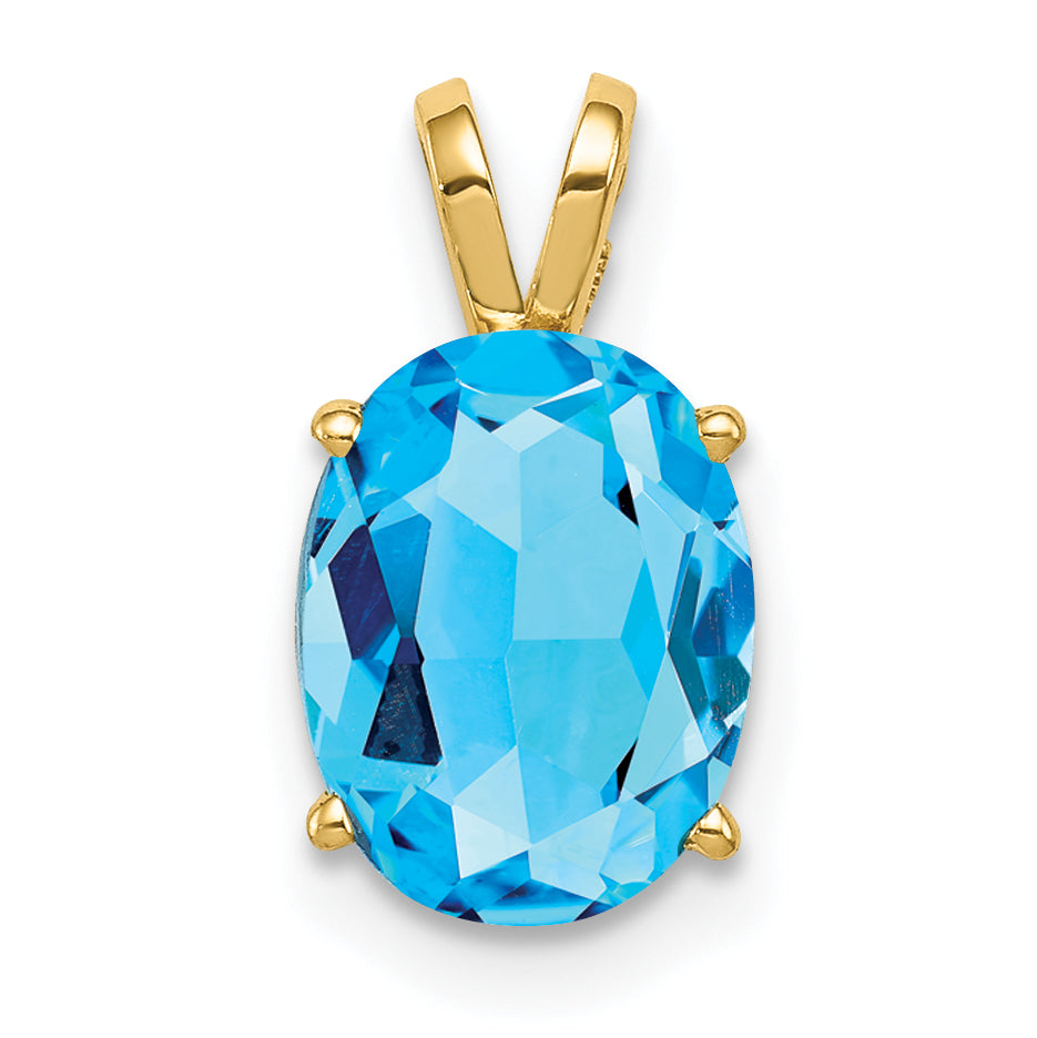 14k 9x7mm Oval Blue Topaz pendant Main image