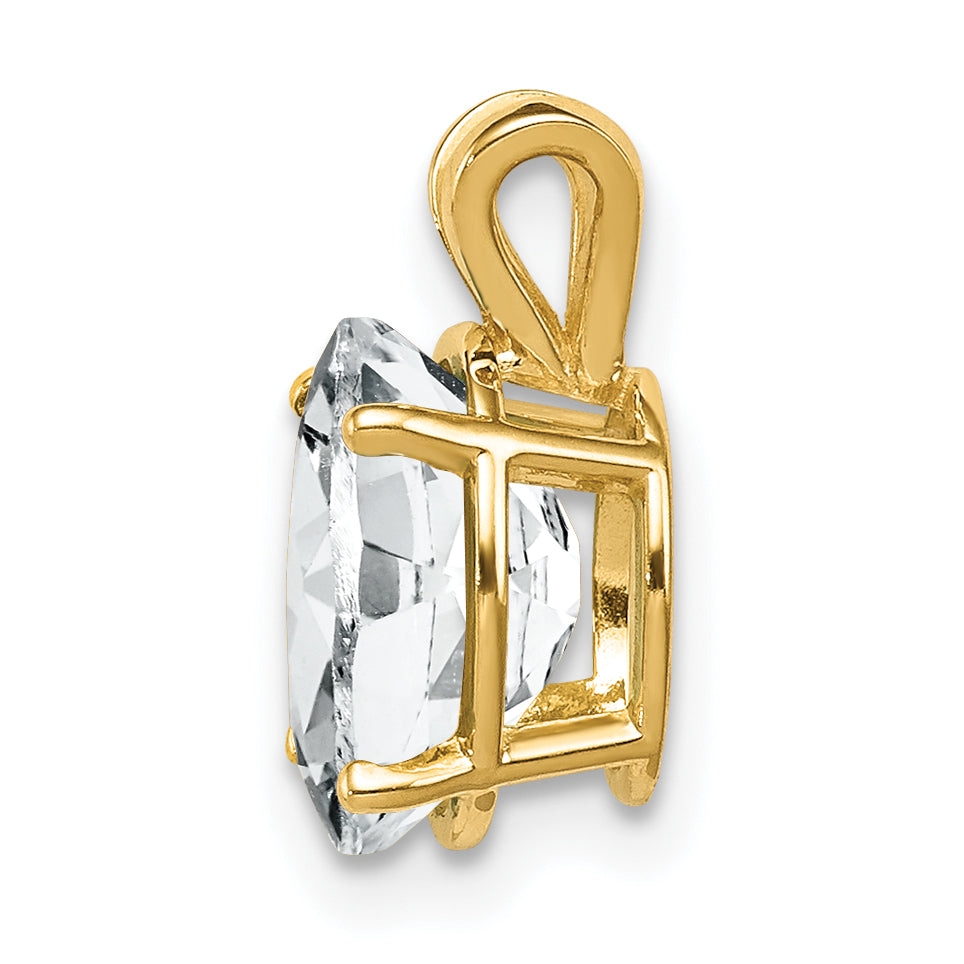 14K 9x7mm Oval Cubic Zirconia pendant