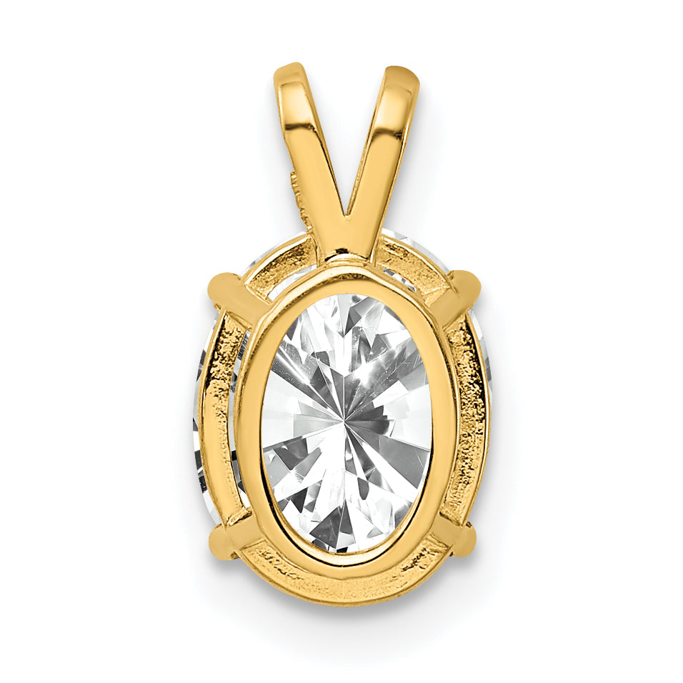 14K 9x7mm Oval Cubic Zirconia pendant