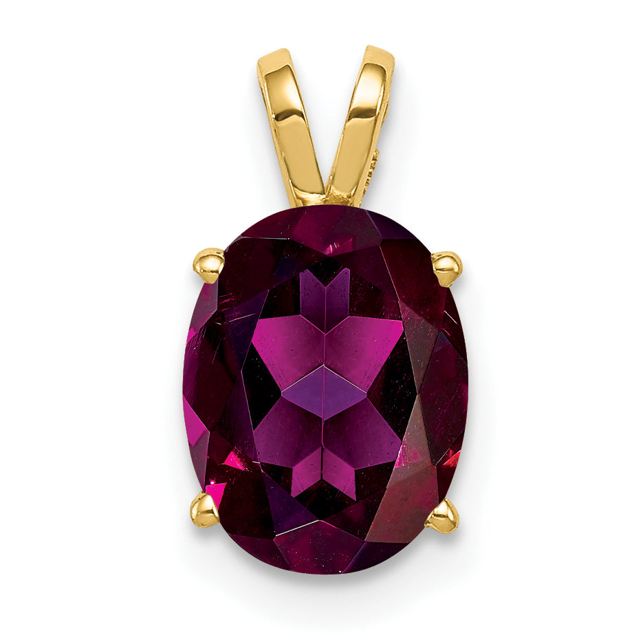 14k 9x7mm Oval Rhodolite Garnet pendant Main image