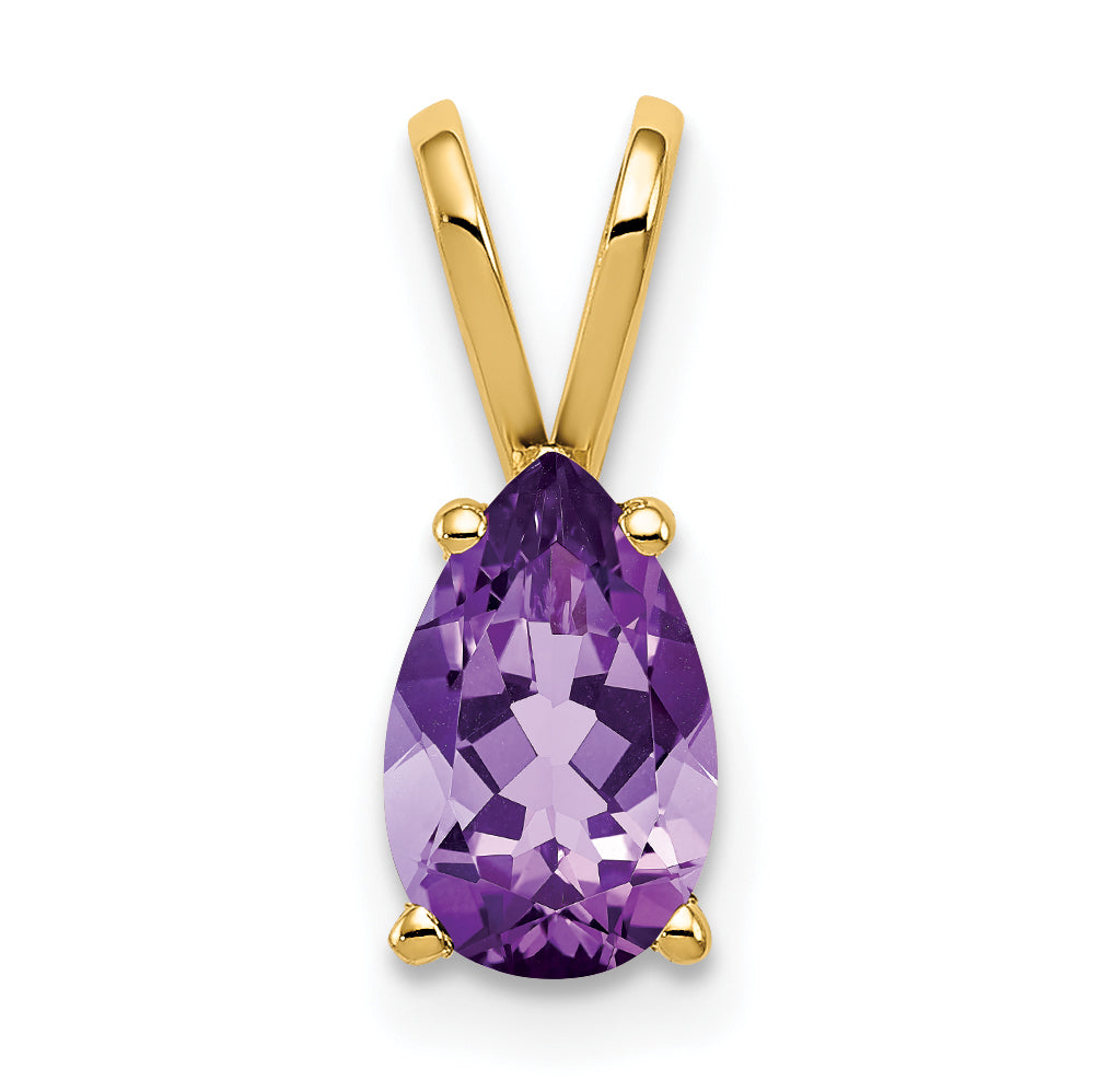 14k 8x5mm Pear Amethyst pendant Main image