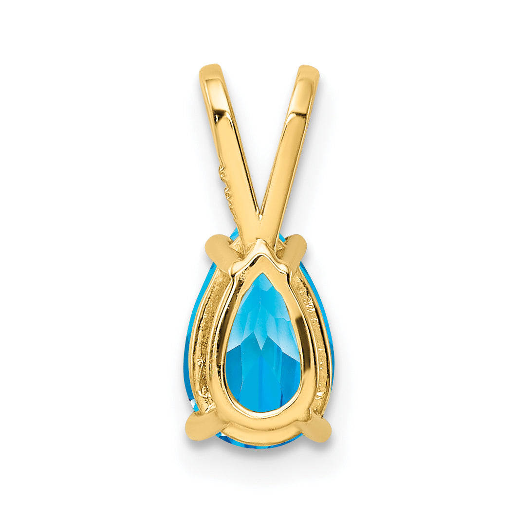 14K 8x5mm Pear Blue Topaz pendant