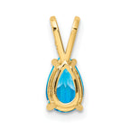14K 8x5mm Pear Blue Topaz pendant
