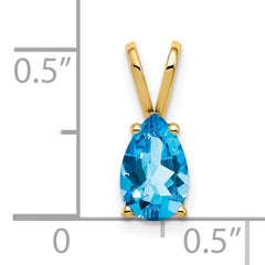 14K 8x5mm Pear Blue Topaz pendant