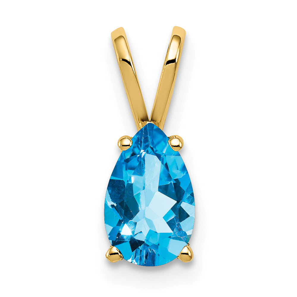 14k 8x5mm Pear Blue Topaz pendant Main image
