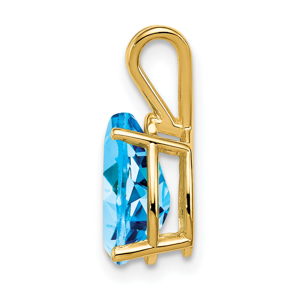 14K 10x7mm Pear Blue Topaz pendant