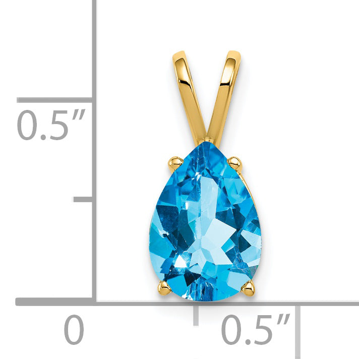 14K 10x7mm Pear Blue Topaz pendant