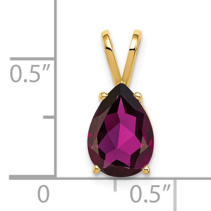 14K 10x7mm Pear Rhodolite Garnet pendant Secondary image