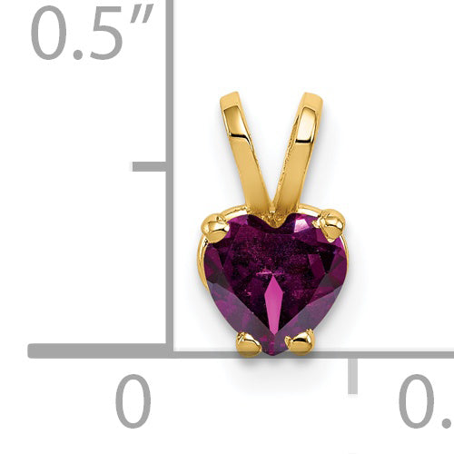14K 5mm Heart Rhodolite Garnet pendant