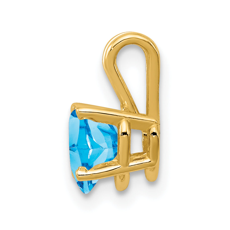 14K 6mm Heart Blue Topaz pendant Secondary image
