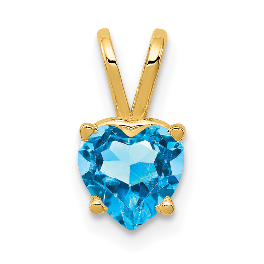 14k 6mm Heart Blue Topaz pendant