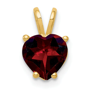 Heart Garnet Pendant in 14K Yellow Gold, 7x12mm - Sophia Jewelers