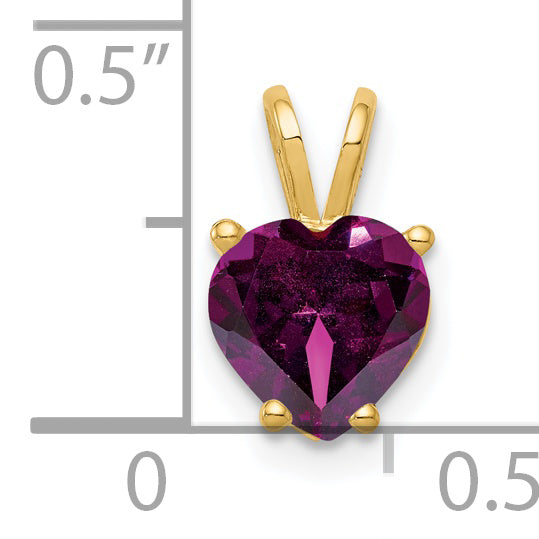14K 7mm Heart Rhodolite Garnet pendant Secondary image