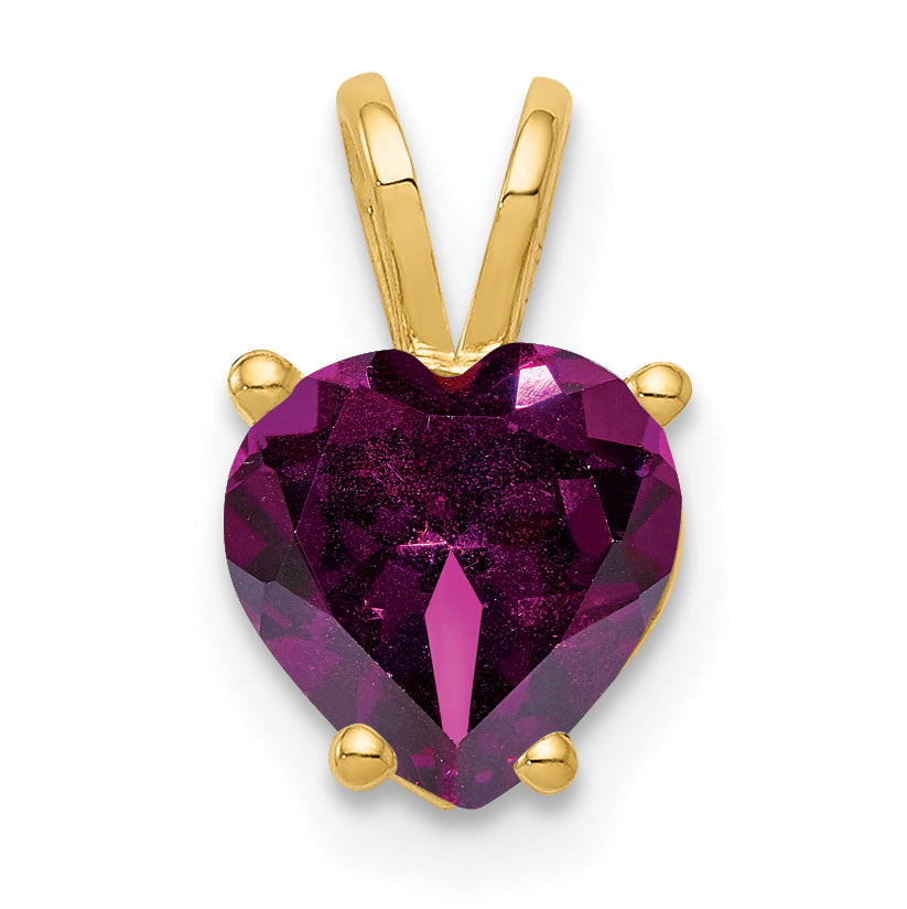 14k 7mm Heart Rhodolite Garnet pendant Main image