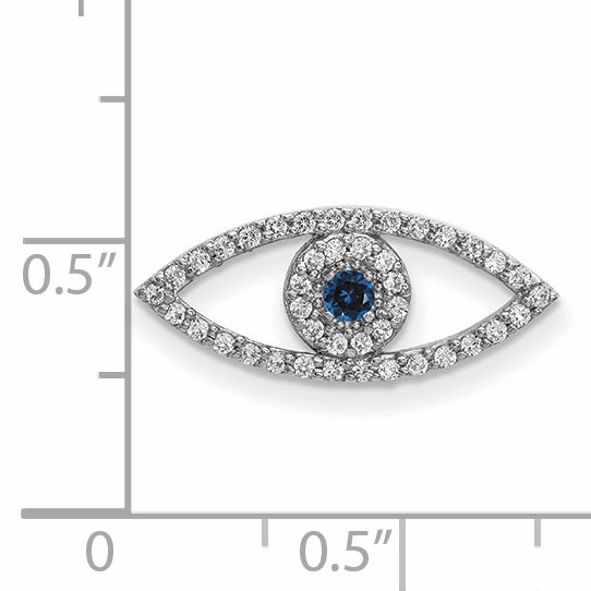14k White Gold Small Diamond and Sapphire Evil Eye Pendant Secondary image
