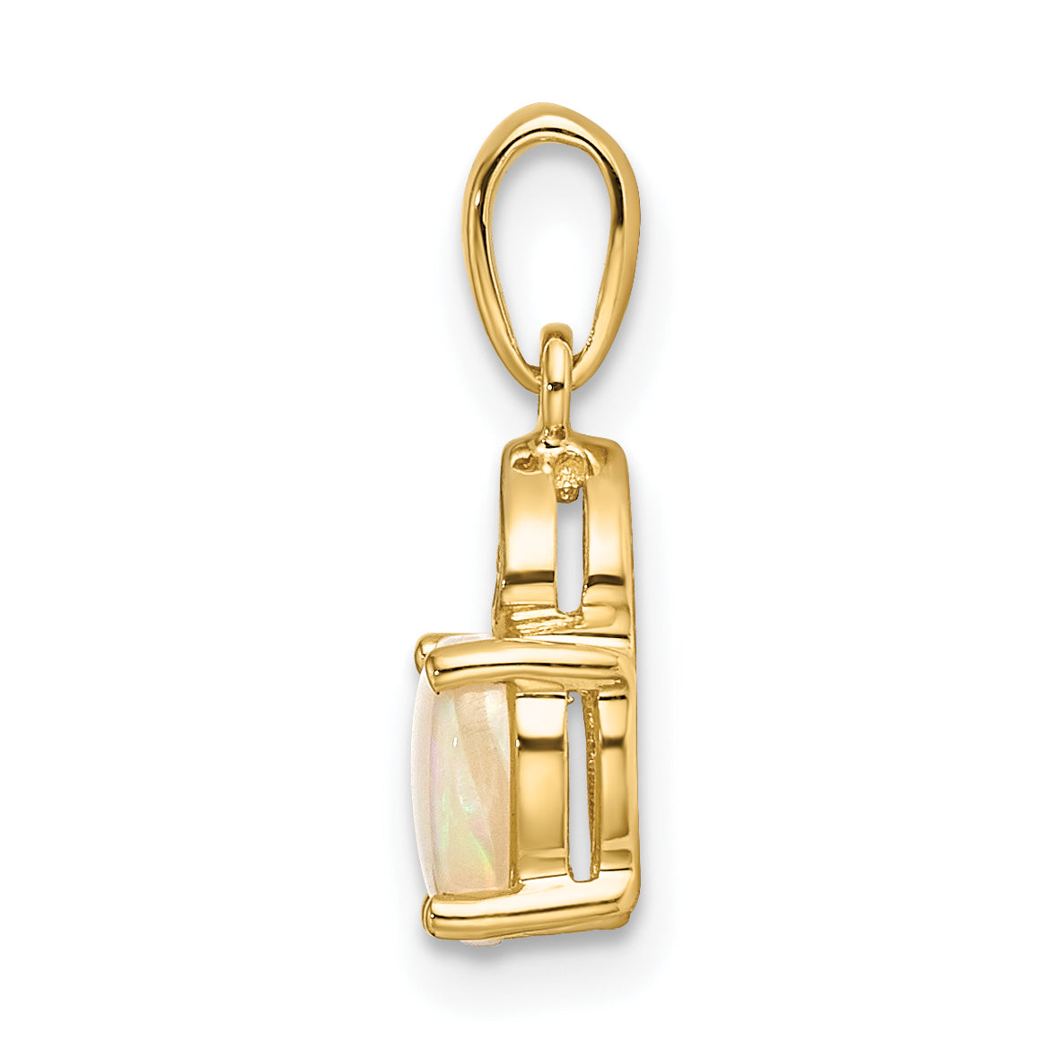 14K Gold w/ Diamond & Opal Polished Heart Pendant Secondary image