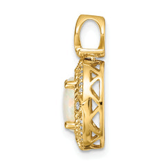 14K Gold w/ Austrian Opal & Diamond Pendant