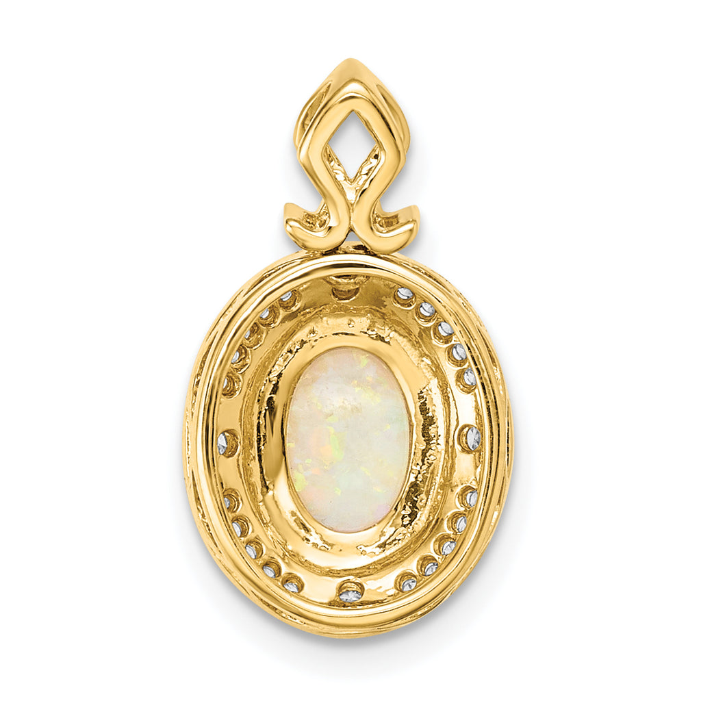 14K Gold w/ Austrian Opal & Diamond Pendant