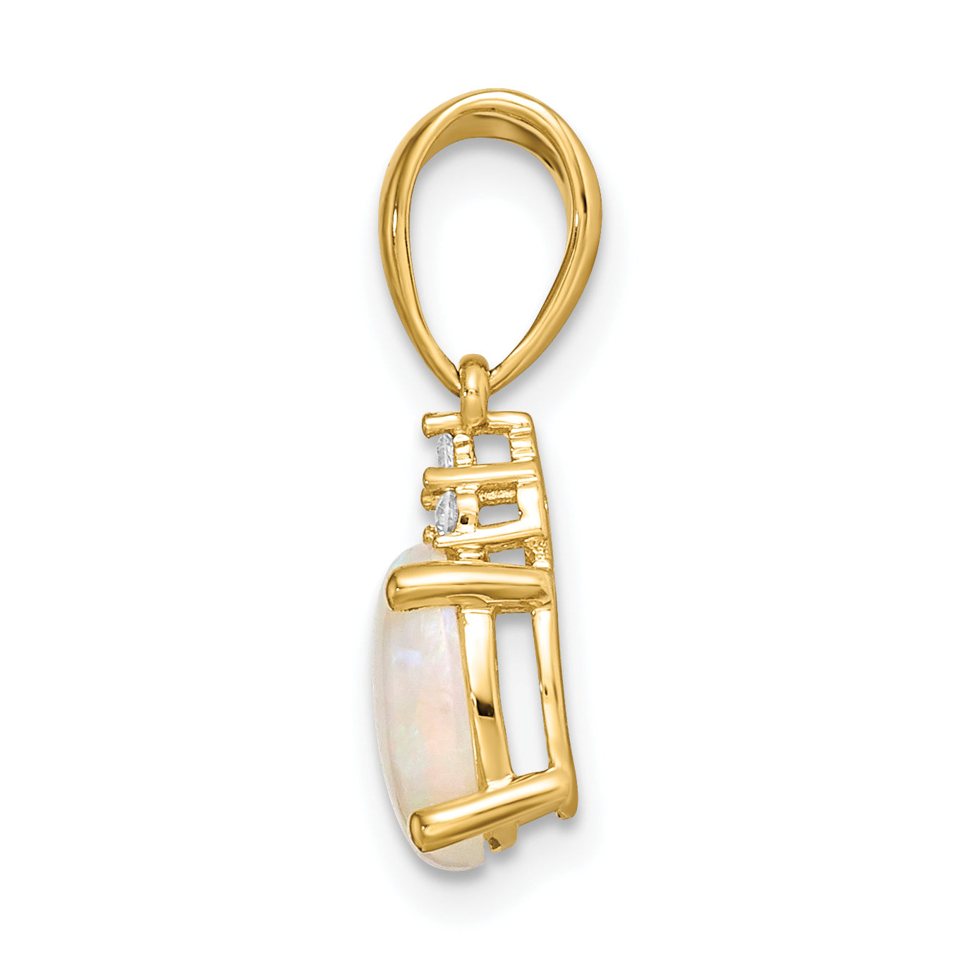 14K Gold w/ Austrian Opal & Diamond Pendant Secondary image