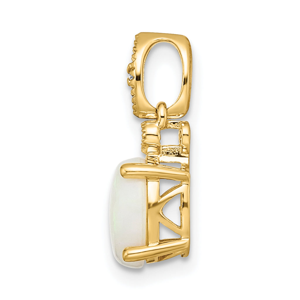 14K Gold w/ Austrian Opal & Diamond Pendant