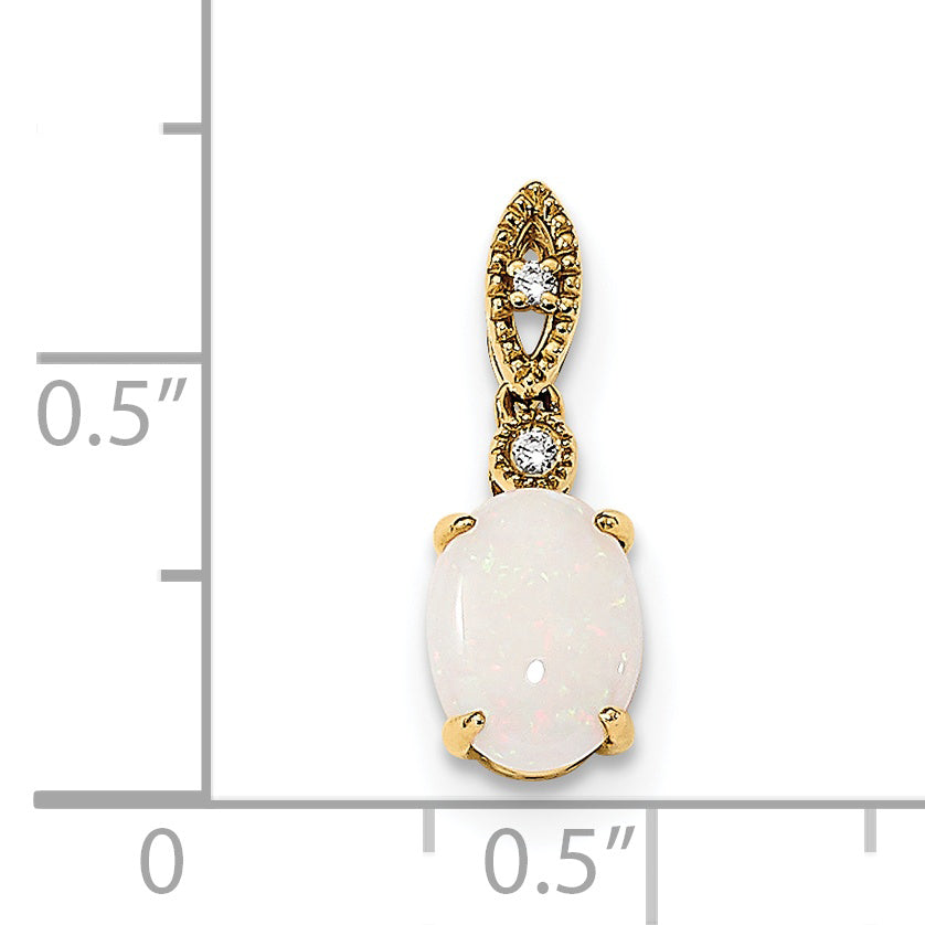 14K Gold w/ Austrian Opal & Diamond Pendant