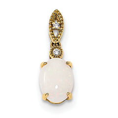 14k Austrian Opal and Diamond Pendant