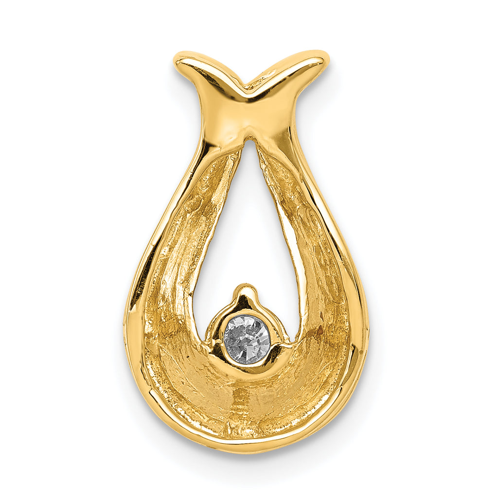14K 3.4mm AA Diamond Teardrop Shape Chain Slide